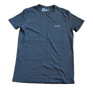 Columbia Black Short Sleeve Shirt w/ Gray Stripes Small